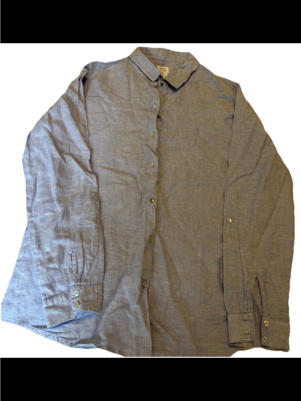 Sigrid Olsen Linen Blue Chambray Roll Tab Shell Button-Up Tunic Faux Button Back - Picture 2 of 7